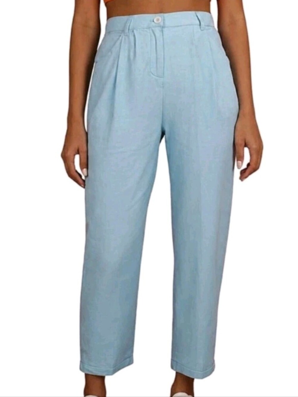 Women's Vintage 70's Look Trouser Size CP Minimalist Blue Contrast Stitch